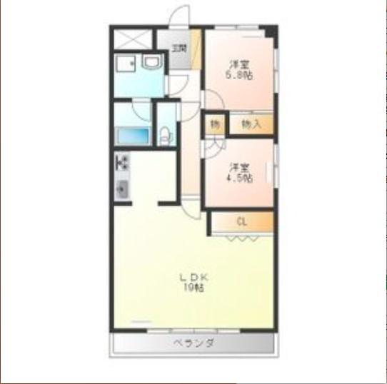 ネオ・ニシキ(2LDK/4階)の間取り写真