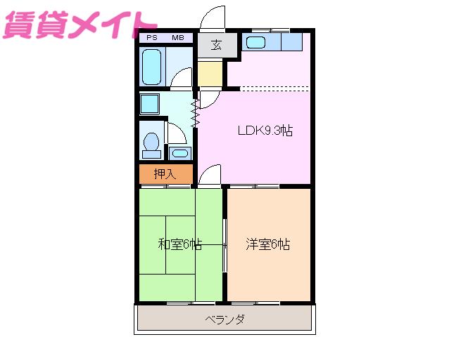 ストリートアート(2DK/2階)の間取り写真