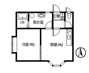 華ハイツ(1DK/1階)の間取り写真