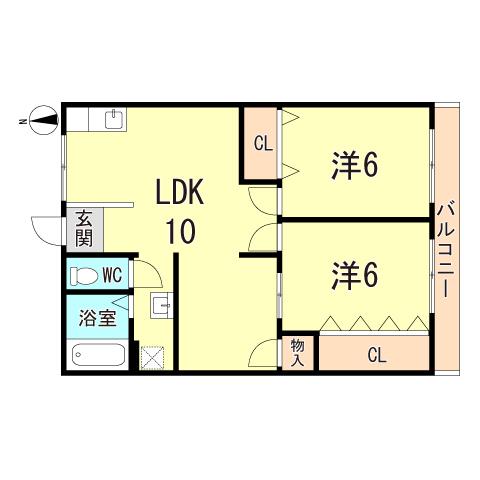 山手ハイム(2LDK/1階)の間取り写真