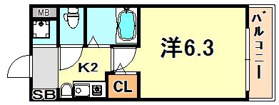 エステムコート新神戸エリタージュ(1K/9階)の間取り写真