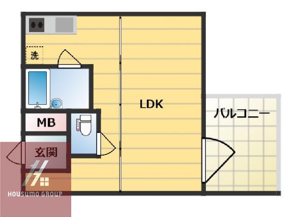 KSCOURT(1K/6階)の間取り写真