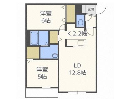 LA BELLA(2LDK/2階)の間取り写真