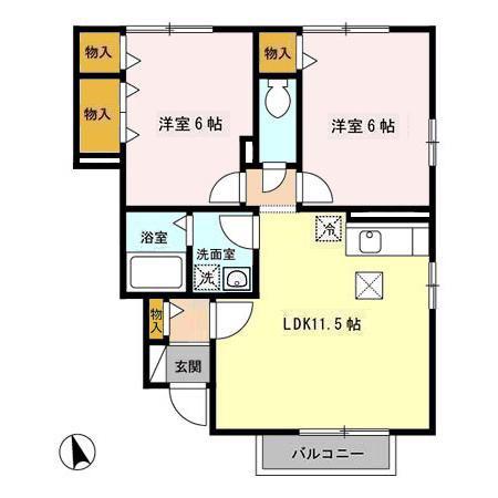 ローズコート水道橋A(2LDK/1階)の間取り写真