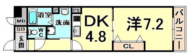 グランデル武庫之荘(1DK/5階)の間取り写真