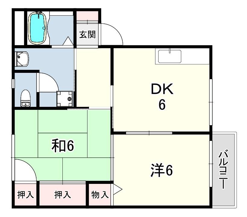 メゾン若山(2DK/1階)の間取り写真