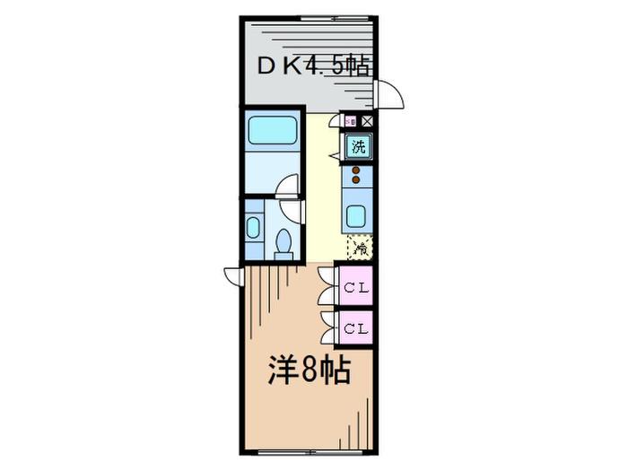 ピソプラテーロ(1DK/2階)の間取り写真
