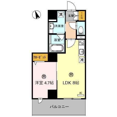 フォルテ福島(1LDK/4階)の間取り写真