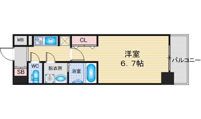 S-RESIDENCE志賀本通DEARLY(1K/8階)の間取り写真