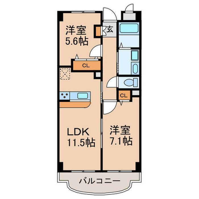 フォレストハサマ(2LDK/2階)の間取り写真