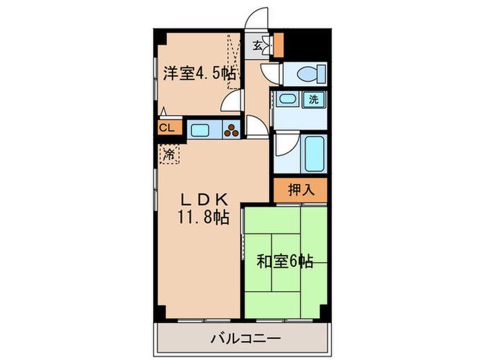 モリス川崎(2LDK/3階)の間取り写真