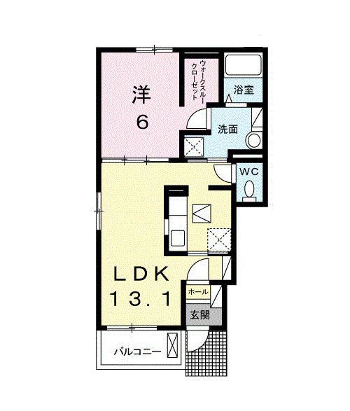 アルバーダ・KV(1LDK/1階)の間取り写真