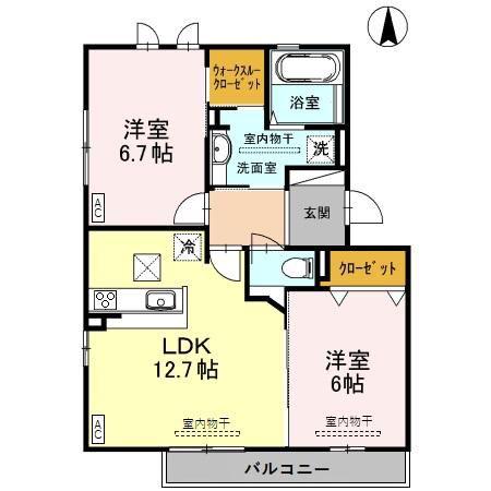 グリシーナ(2LDK/1階)の間取り写真