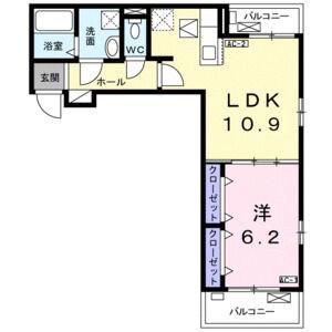 シャイン(1LDK/1階)の間取り写真