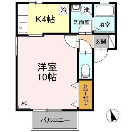 フォルトナII(1K/1階)の間取り写真