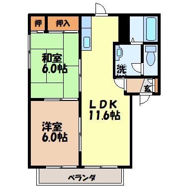 コスモスハイツ(2LDK/1階)の間取り写真