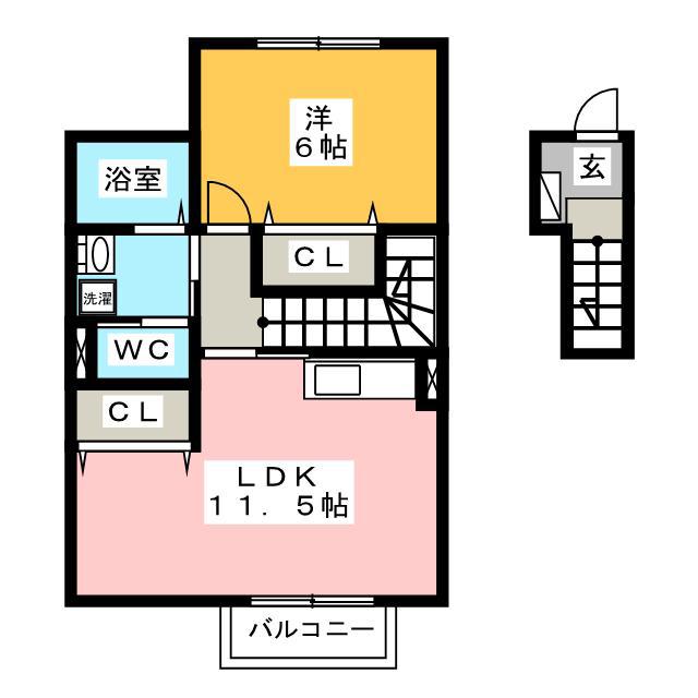 ベンヴェヌ-トI(1LDK/2階)の間取り写真