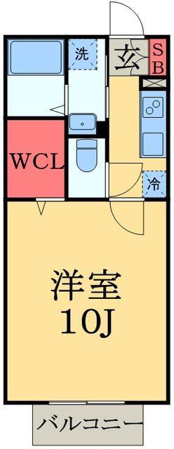 シャルドネB棟(1K/1階)の間取り写真