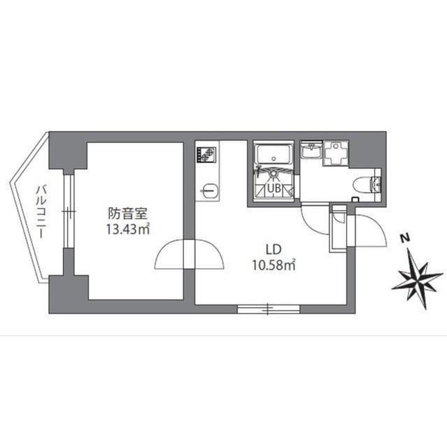 アズミュージック新宿御苑(1DK/8階)の間取り写真