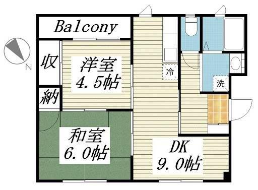 ハイツカクト(2DK/1階)の間取り写真
