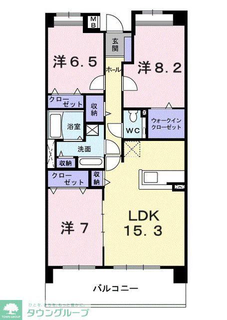 シャトーエクセラン(3LDK/2階)の間取り写真