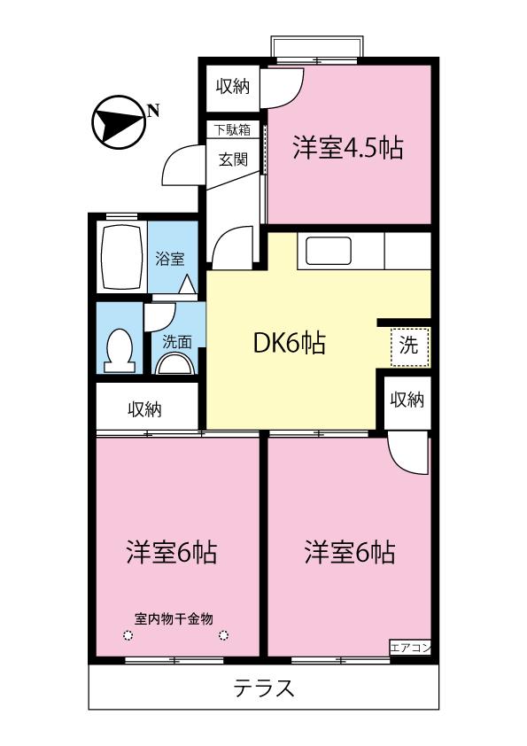 ハイム大台(3DK/1階)の間取り写真