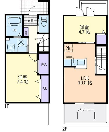 グランデール・フレ A(2LDK/1階)の間取り写真