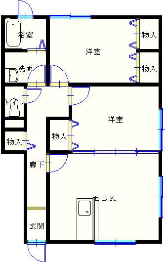 ユアファイン(2LDK/1階)の間取り写真