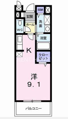 ヴィエント(1K/2階)の間取り写真