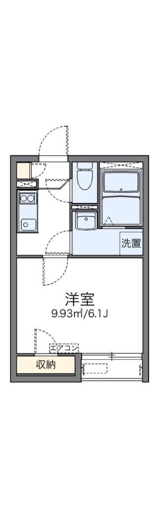 レオパレスS K(1K/1階)の間取り写真