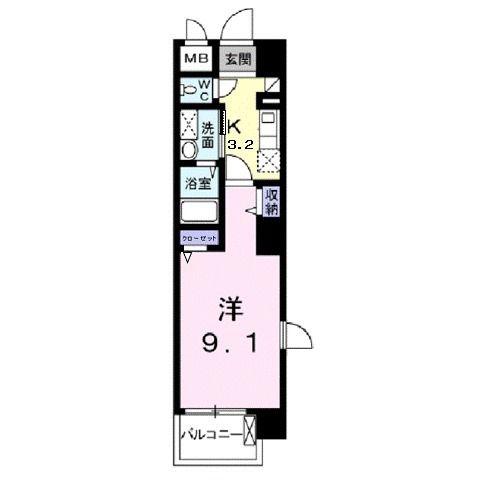 ローズエスペランサ(1K/7階)の間取り写真