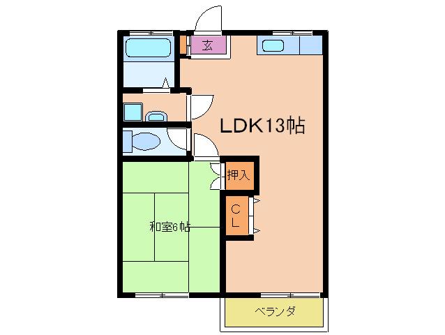 中島ハイム(1LDK/2階)の間取り写真