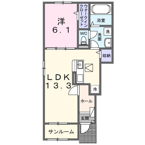 ラ コリーナ G(1LDK/1階)の間取り写真