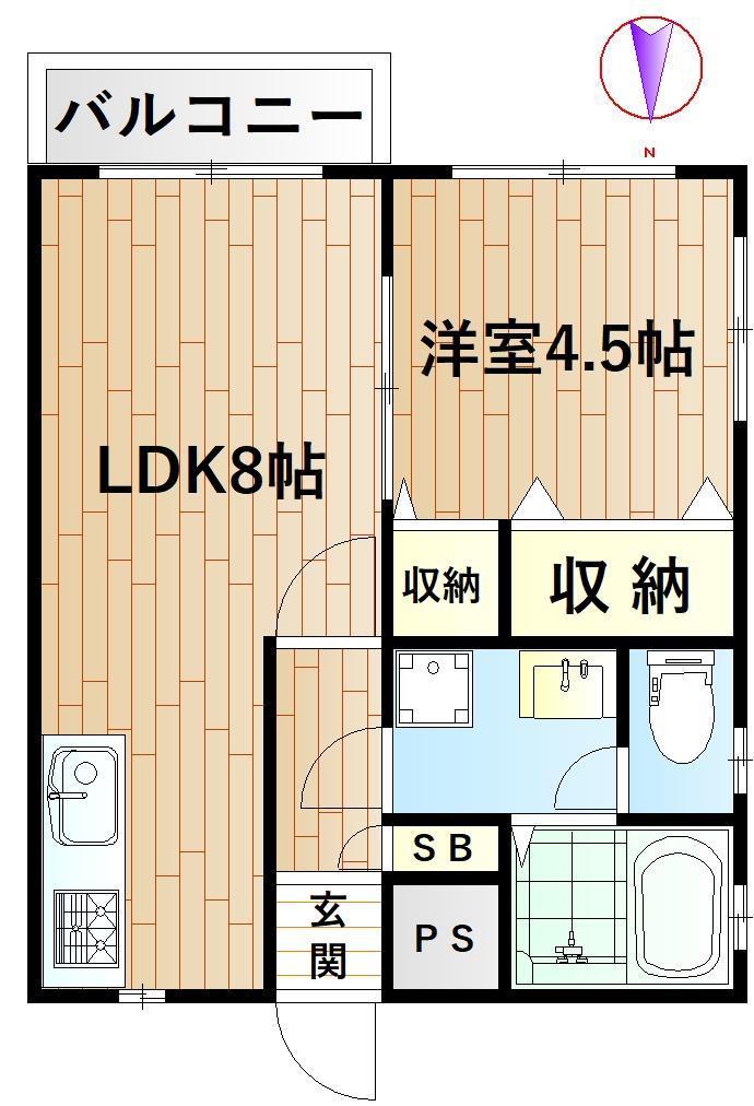 コーポ山七(1LDK/1階)の間取り写真