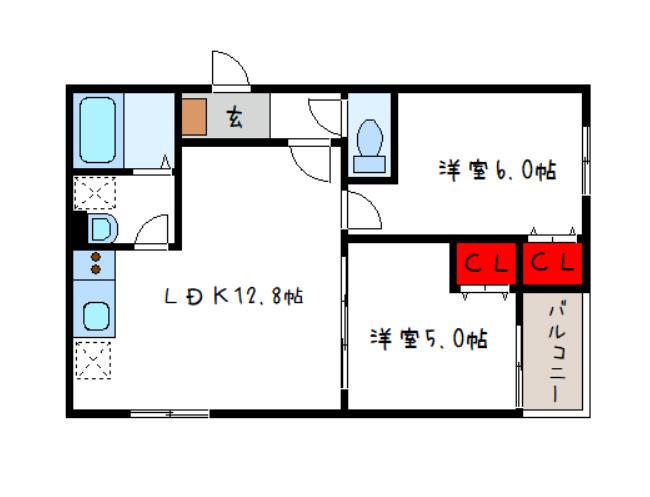 D PORTA MODERNO(2LDK/1階)の間取り写真