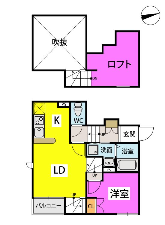 エクシア御井駅(1LDK/2階)の間取り写真