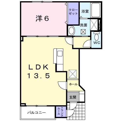ベル フィオーレ(1LDK/1階)の間取り写真