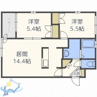 フォレスト宮の澤(2LDK/1階)の間取り写真