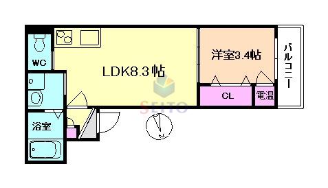 クレア江坂町(1LDK/2階)の間取り写真