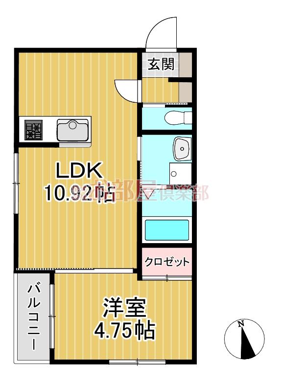 江戸屋敷アパートA棟(1LDK/2階)の間取り写真
