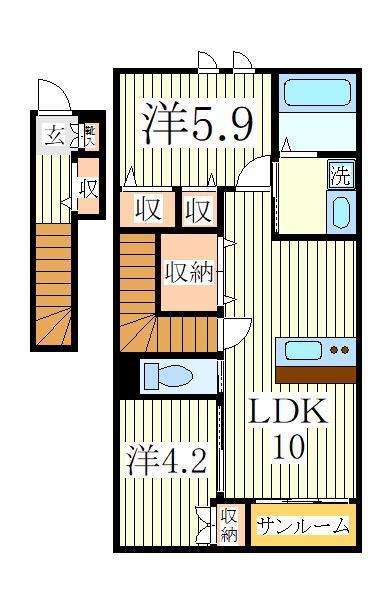 CALMATI(2LDK/2階)の間取り写真