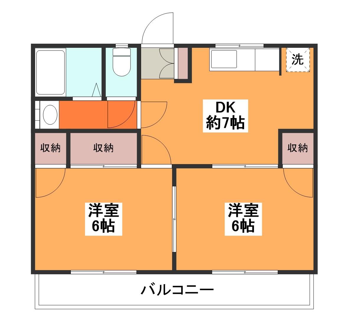 カーネ武蔵野(2DK/2階)の間取り写真