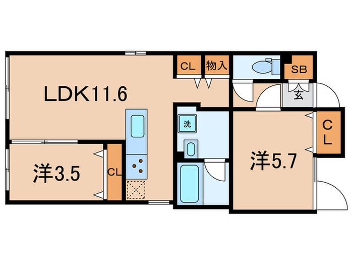 LAPIS西小山(2LDK/4階)の間取り写真
