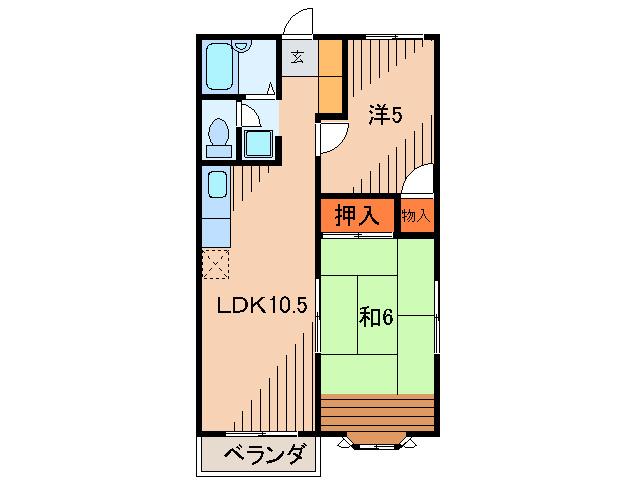 ル・シェール武庫川II(2LDK/2階)の間取り写真
