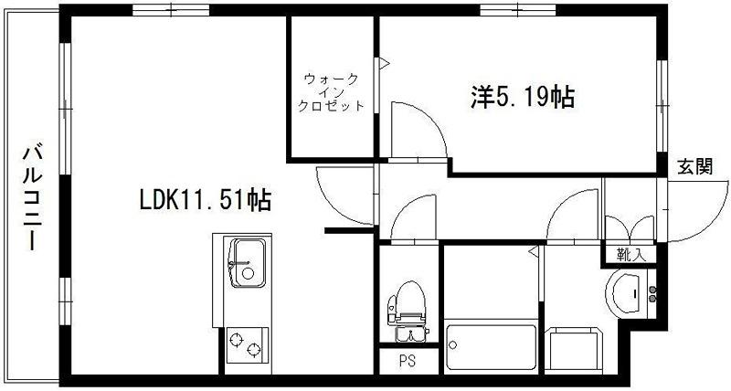 グランソレイユ(1LDK/1階)の間取り写真