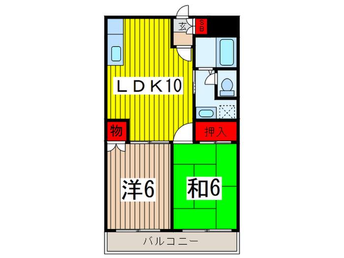 ツカサビル(2LDK/4階)の間取り写真