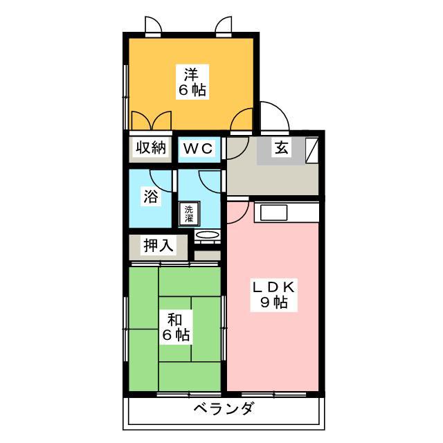 リュミエール一橋学園(2LDK/2階)の間取り写真