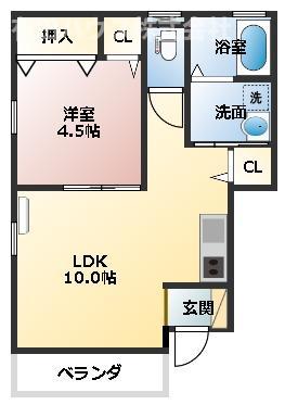 LA.ROOM(1LDK/1階)の間取り写真