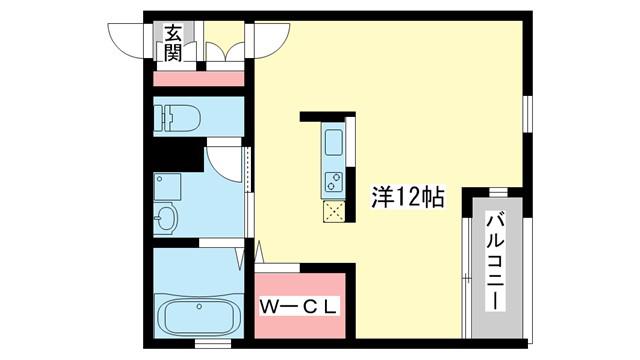 CUBE(ワンルーム/3階)の間取り写真
