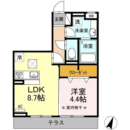 プライムメゾン(1LDK/1階)の間取り写真